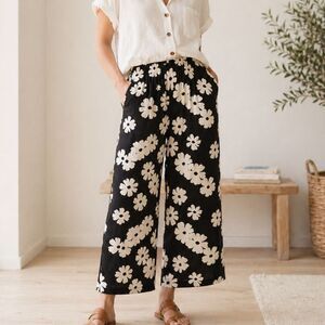Madewell Huston Pull-On Cropped Pants Small Tall Floral Wide Leg Viscose Boho